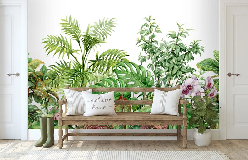 AtoZ Home Decor Tropical Plants Botanical Peel and Stick Wallpaper Wall Mural - Custom & Standard Sizes