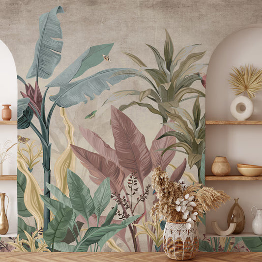 AtoZ Home Decor Vintage-Style Tropical Jungle Wall Mural / Wallpaper - Custom & Standard Sizes