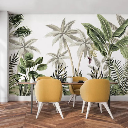 AtoZ Home Decor Tropical Jungle Cocoa & Light Green Trees Wall Mural Wallpaper - Custom & Standard Sizes