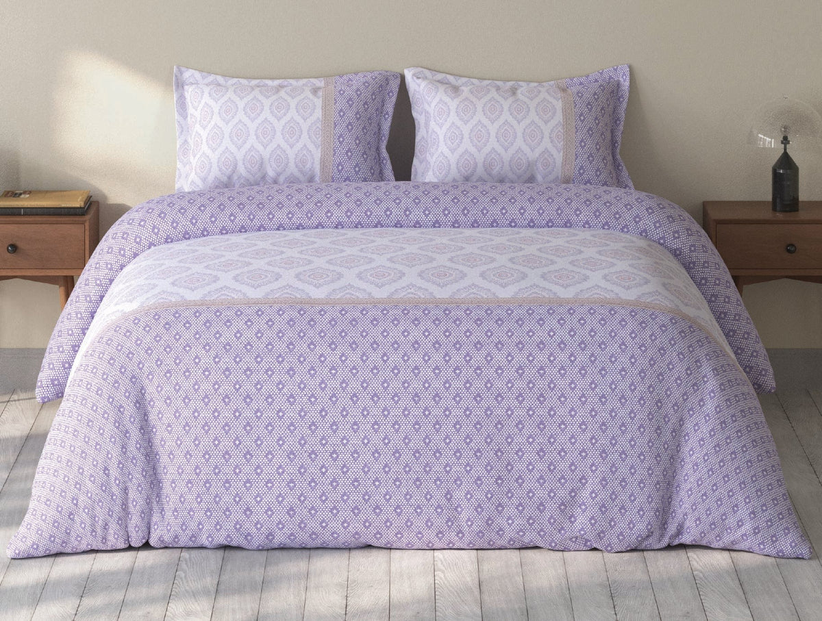 SPACES Calm Living Ron Collection Lavender Fog 100% Cotton King Bedsheet Set (1 Bedsheet + 2 Pillow Covers)