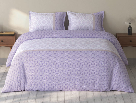 SPACES Calm Living Ron Collection Lavender Fog 100% Cotton King Bedsheet Set (1 Bedsheet + 2 Pillow Covers)