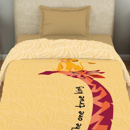 SPACES Disney The Lion King 100% Cotton 132 TC Single Kids Comforter (152 cm x 228 cm) – Light Yellow