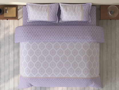 SPACES Calm Living Ron Collection Lavender Fog 100% Cotton King Bedsheet Set (1 Bedsheet + 2 Pillow Covers)