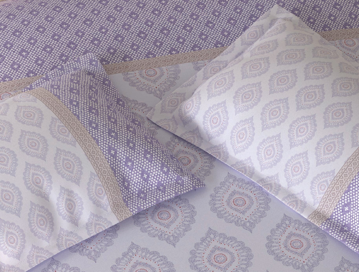 SPACES Calm Living Ron Collection Lavender Fog 100% Cotton King Bedsheet Set (1 Bedsheet + 2 Pillow Covers)