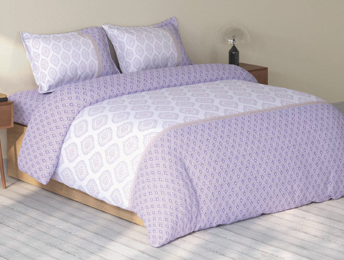 SPACES Calm Living Ron Collection Lavender Fog 100% Cotton King Bedsheet Set (1 Bedsheet + 2 Pillow Covers)