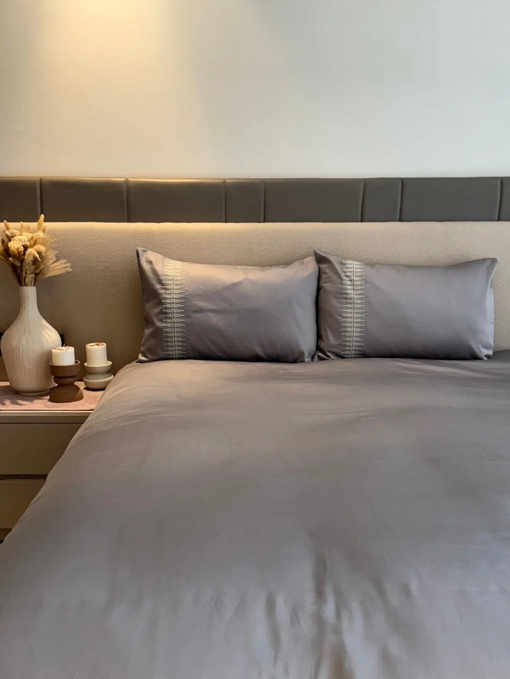 Sadyaska Dreams Stella Slate Long Staple Cotton Bedsheet Set with 2 Pillow Cases (274 cm x 274 cm)