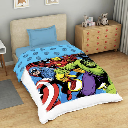 SPACES Marvel Avengers 100% Cotton Kids Single Comforter (152 cm x 228 cm) – Dark Blue