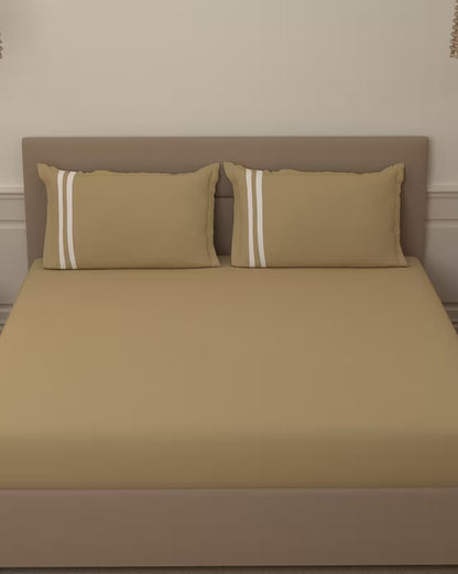 Atoz Home Decor 250 TC Tranquil Cotton Bedsheet Set with Striped Trim