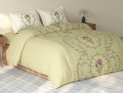 SPACES Calm Living Rio Collection Dusty Yellow 100% Cotton King Bedsheet Set (1 Bedsheet + 2 Pillow Covers)