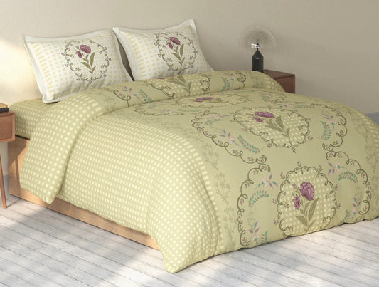 SPACES Calm Living Rio Collection Dusty Yellow 100% Cotton King Bedsheet Set (1 Bedsheet + 2 Pillow Covers)