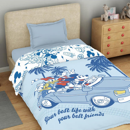 SPACES Disney Mickey & Friends 100% Cotton Kids Single Comforter (152 cm x 228 cm) – Light Blue