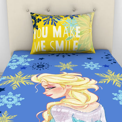 SPACES Disney Frozen Elsa Single Bedsheet Set | Blue-Yellow