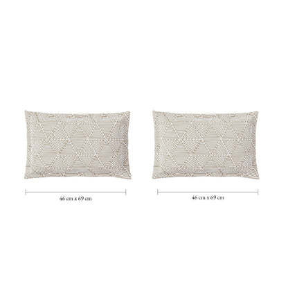 SPACES Calm Living Floral Fitted King Bedsheet Set 2 Pillow Covers (183cm x 198cm + 30cm Drop) – Beige