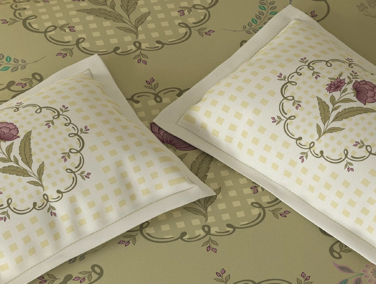 SPACES Calm Living Rio Collection Dusty Yellow 100% Cotton King Bedsheet Set (1 Bedsheet + 2 Pillow Covers)