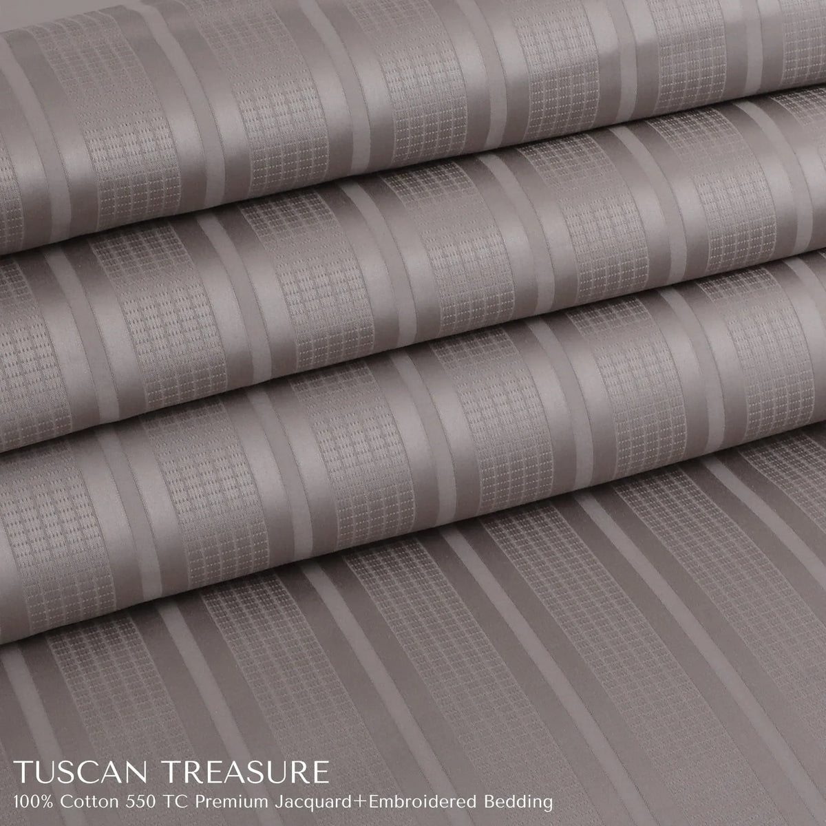 Malako Tuscan Treasure Striped Jacquard 100% Cotton King Bedsheet Set – Taupe