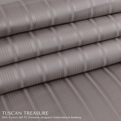 Malako Tuscan Treasure Striped Jacquard 100% Cotton King Bedsheet Set – Taupe