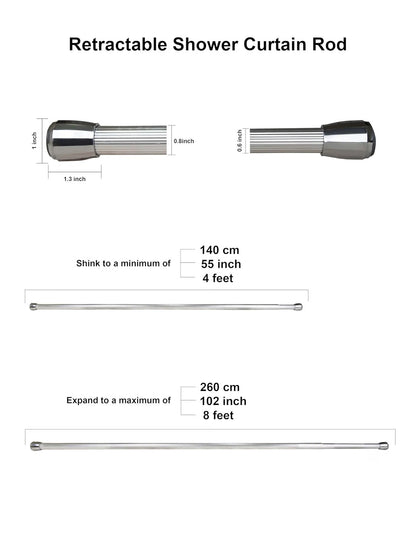 Obsessions Retractable Tension Shower Curtain Rod (4 & 8 Feet)