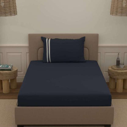 Atoz Home Decor 250 TC Tranquil Cotton Bedsheet Set with Striped Trim
