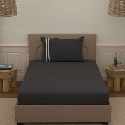 Atoz Home Decor 250 TC Tranquil Cotton Bedsheet Set with Striped Trim