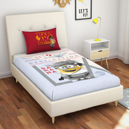 SPACES Minions 2-Piece Digital Print Kids Single Bedsheet Set with Pillow Cover (152 cm x 224 cm)
