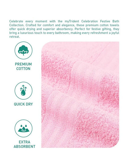 MyTRIDENT Carnival 100% Cotton 450 GSM Towel Set for Gifting (4 Piece Set)