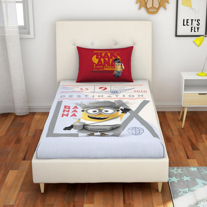 SPACES Minions 2-Piece Digital Print Kids Single Bedsheet Set with Pillow Cover (152 cm x 224 cm)