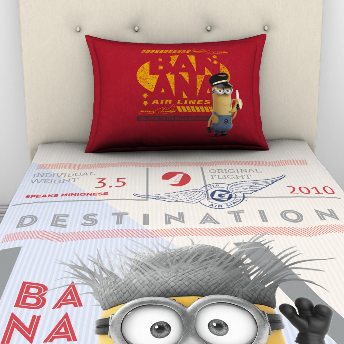 SPACES Minions 2-Piece Digital Print Kids Single Bedsheet Set with Pillow Cover (152 cm x 224 cm)