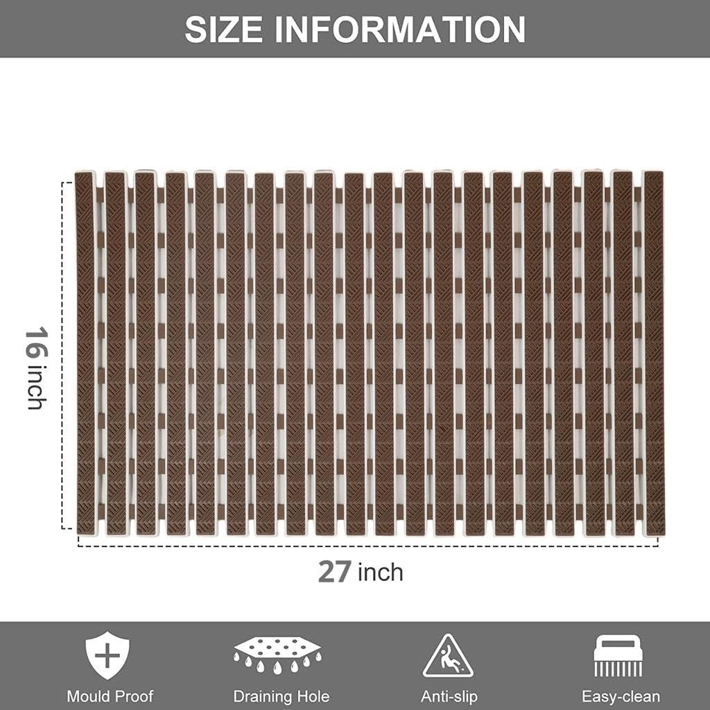 Obsessions Premium Anti-Slip Bath Mat with Suction Cups TPE Eco-Friendly