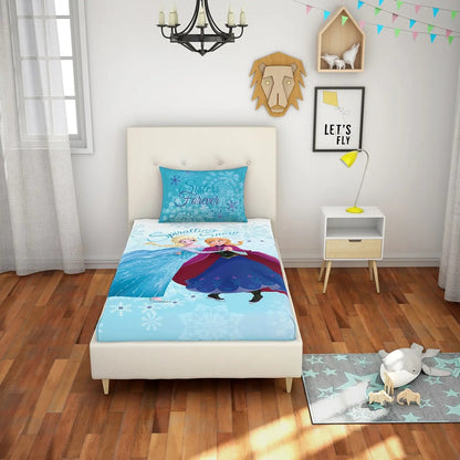 SPACES Kids Disney Frozen Elsa & Anna Single Bedsheet Set | Blue