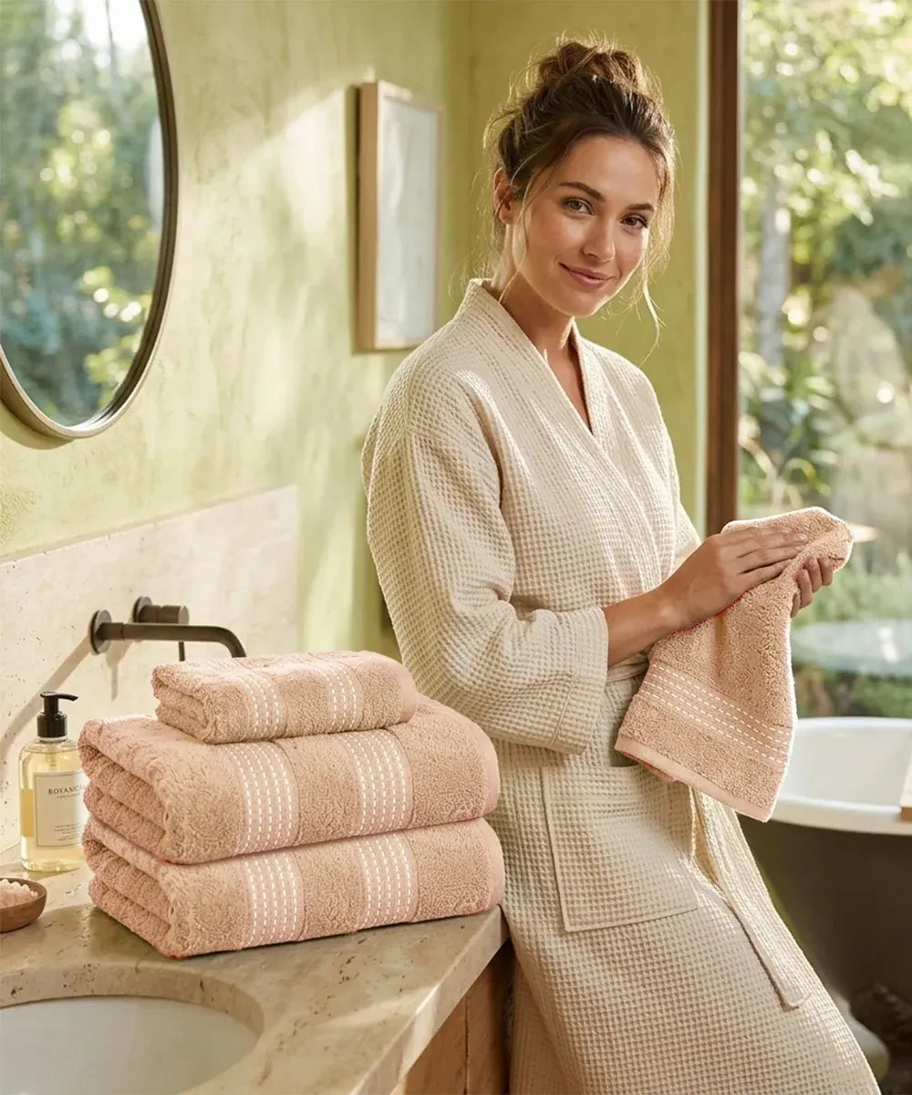 MyTrident Utsav Gold Extra Absorbent Cotton Towel Set (4 Pcs) – Lightweight Festive Gift Towel Pack