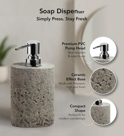 Obsessions 3-Piece Polyresin Bath Accessory Set | Grey Stone Finish