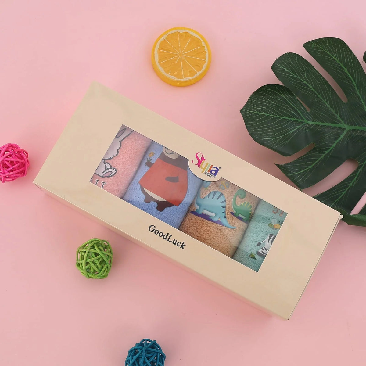 Stylla GoodLuck Ultra-Soft Baby & Kids Towel Box Set with Cute Animal Prints
