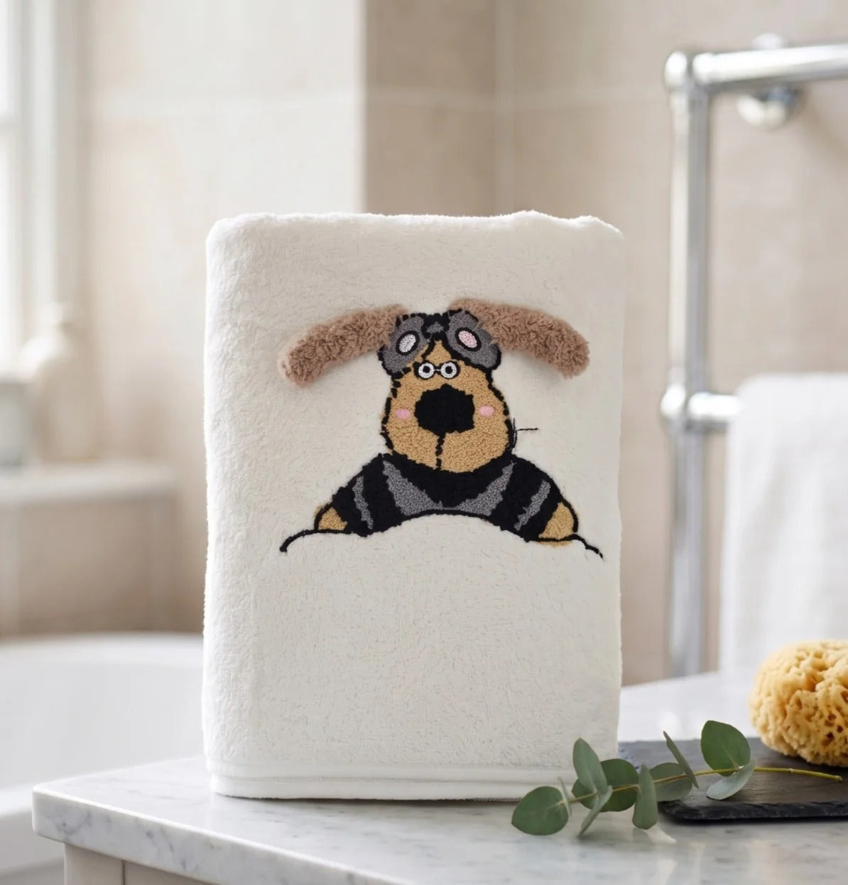 Stylla Candy Plush Kids Towel with Animal Embroidery | Highly Absorbent