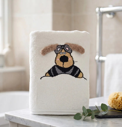 Stylla Candy Plush Kids Towel with Animal Embroidery | Highly Absorbent