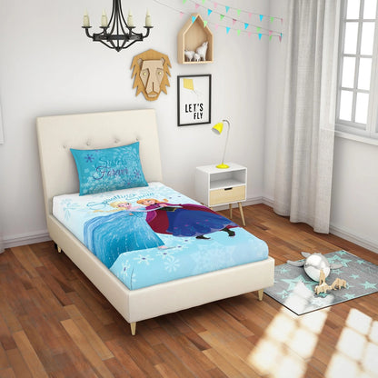 SPACES Kids Disney Frozen Elsa & Anna Single Bedsheet Set | Blue