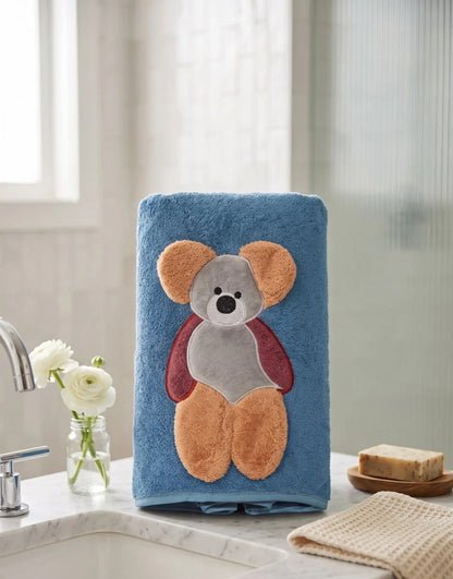 Stylla Candy Plush Kids Towel with Animal Embroidery | Highly Absorbent