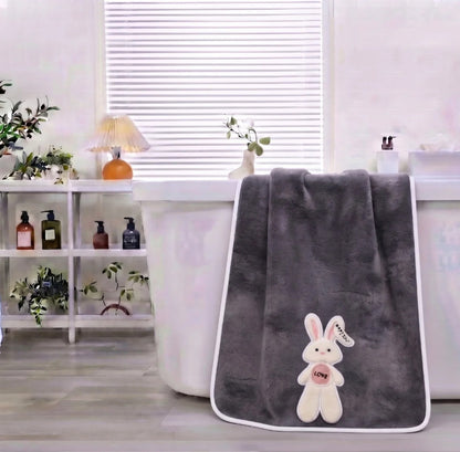 Stylla Candy Plush Kids Towel with Animal Embroidery | Highly Absorbent