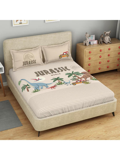 SPACES Kids Jurassic World Super King Bedsheet Set | 100% Cotton
