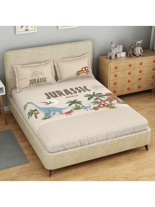 SPACES Kids Jurassic World Super King Bedsheet Set | 100% Cotton