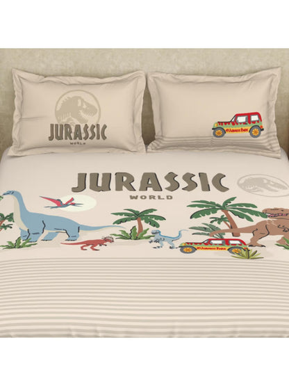 SPACES Kids Jurassic World Super King Bedsheet Set | 100% Cotton