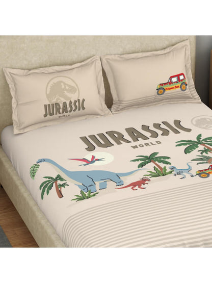 SPACES Kids Jurassic World Super King Bedsheet Set | 100% Cotton