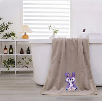 Stylla Candy Plush Kids Towel with Animal Embroidery | Highly Absorbent