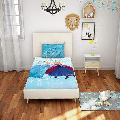 SPACES Kids Disney Frozen Elsa & Anna Single Bedsheet Set | Blue