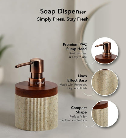 Obsessions Ribbed Stone-Effect Bathroom Set | 3-Piece Vanity Organizer