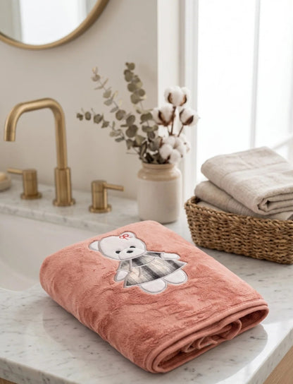 Stylla Candy Plush Kids Towel with Animal Embroidery | Highly Absorbent