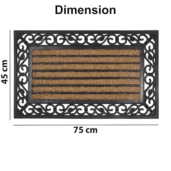 AtoZ Home Decor Coir & Rubber Designer Border Doormat (45x75 cm, Light Brown)