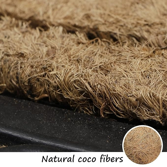 AtoZ Home Decor Coir & Rubber Designer Border Doormat (45x75 cm, Light Brown)