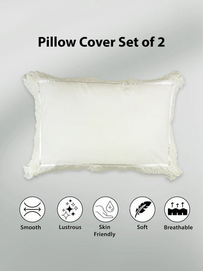AtoZ Home Decor Cotton Lace Border Pillow Covers (Set of 1 & 2)