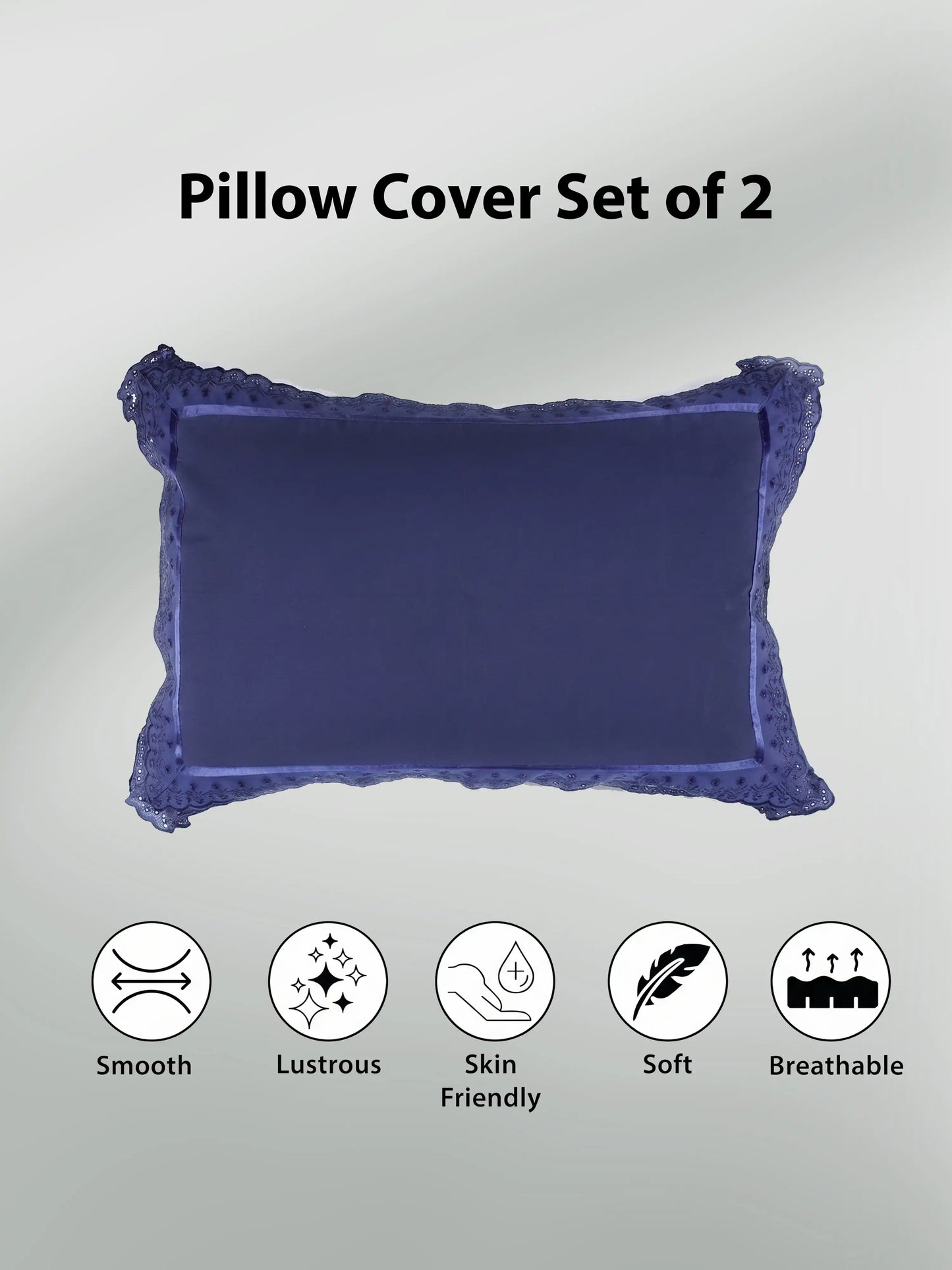 AtoZ Home Decor Cotton Lace Border Pillow Covers (Set of 1 & 2)