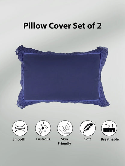 AtoZ Home Decor Cotton Lace Border Pillow Covers (Set of 1 & 2)